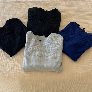 Talbots lot of Women's long sleeve Sweater Collection (S) - 2 Black, Gray, Navy